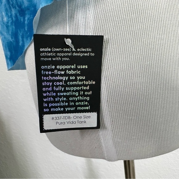 Onzie Flow Womens Yoga Pura Vida Tie Dye Tank Top One Size Blue Cross Back - Picture 9 of 10